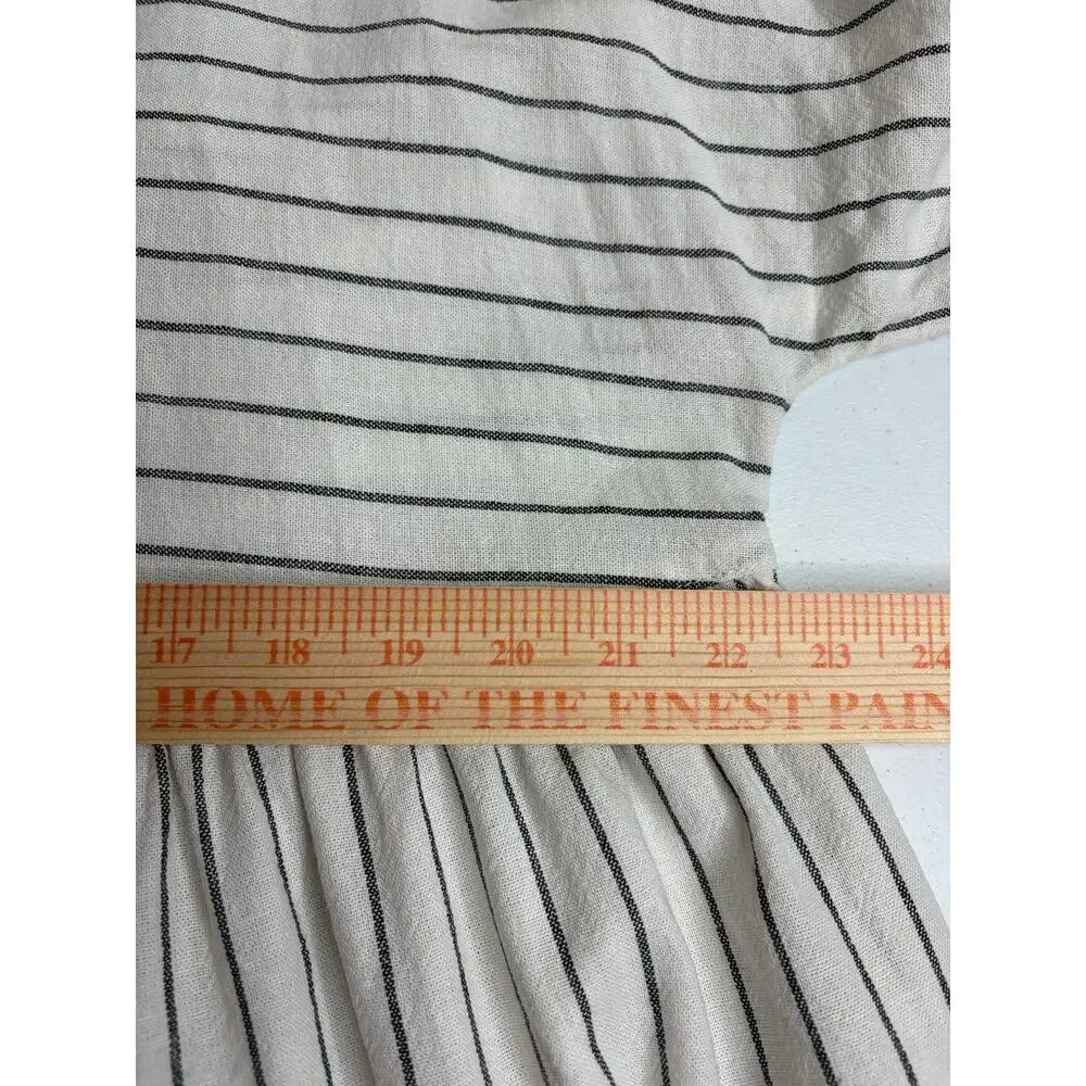 Caslon Stripe Long Sleeve Linen Blend Shirt Dress Sz XL Shift Neutral Minimalist - Picture 9 of 10